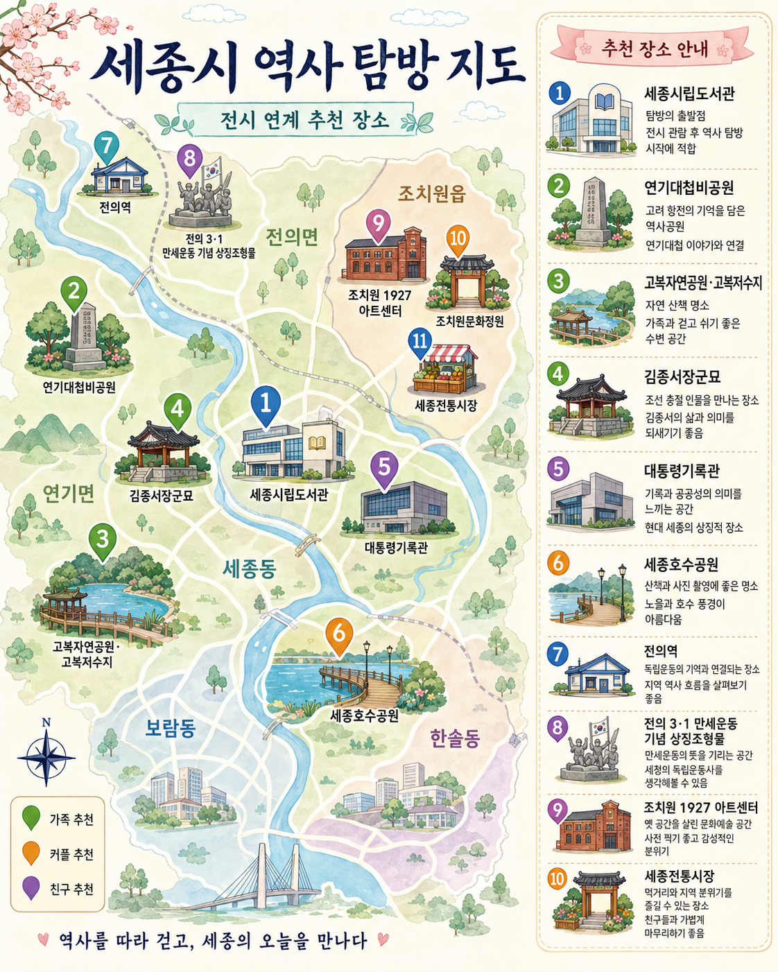 세종시 역사 탐방 지도